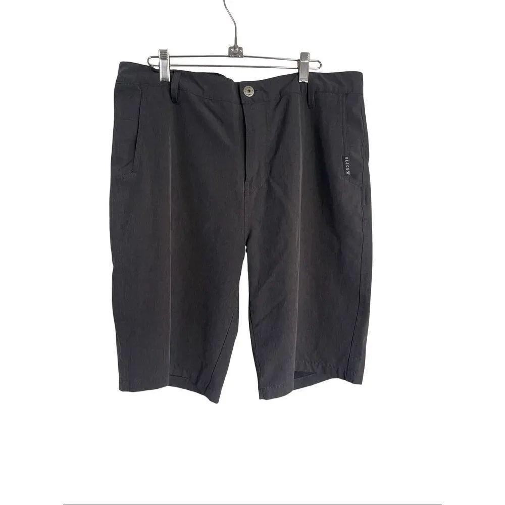 Veece Mens Black Flat Front Golf Walk Casual Bermuda Shorts Size 34
